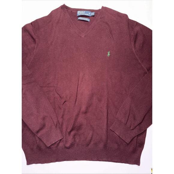 Polo by Ralph Lauren Other - Vintage Polo Ralph Lauren Maroon Label 100% Pima Cotton V-Neck Sweater Size XXL